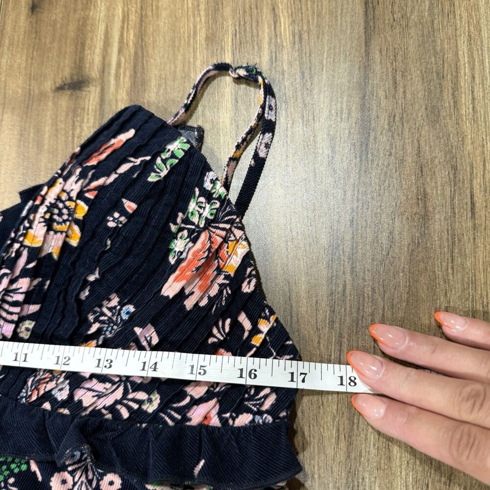 Free People Babydoll Dress Cord Looking Glass Floral Sundress Womens Sz Large - Picture 6 of 7